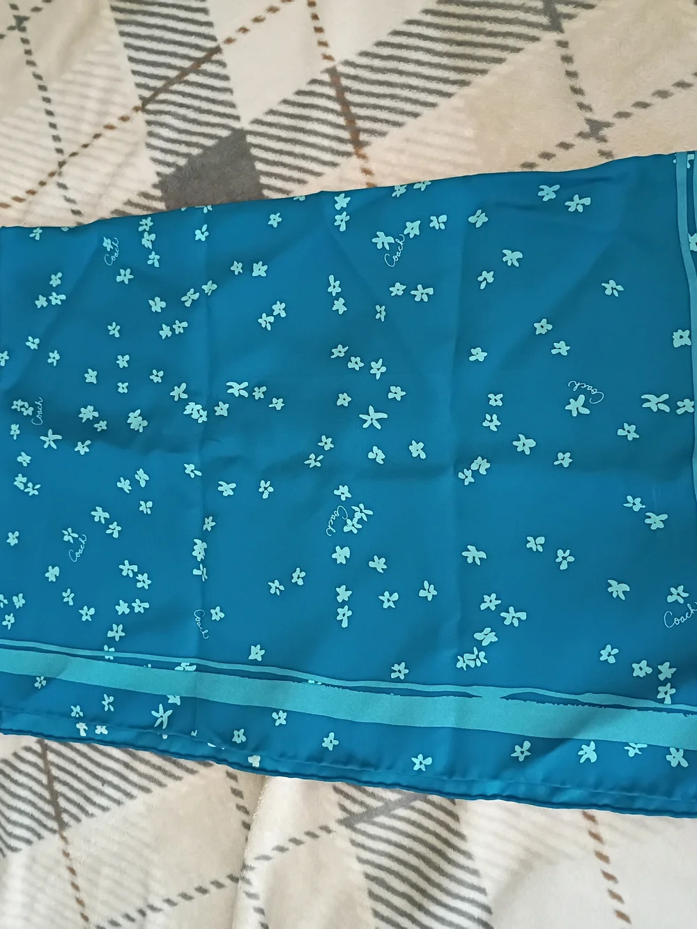Coach Blue Floral Silk Scarf